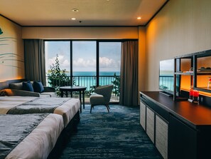 Habitación Deluxe con 2 camas individuales, para no fumadores, vista al océano (Ocean Wing ) | Edredón, caja de seguridad en la habitación y escritorio 
