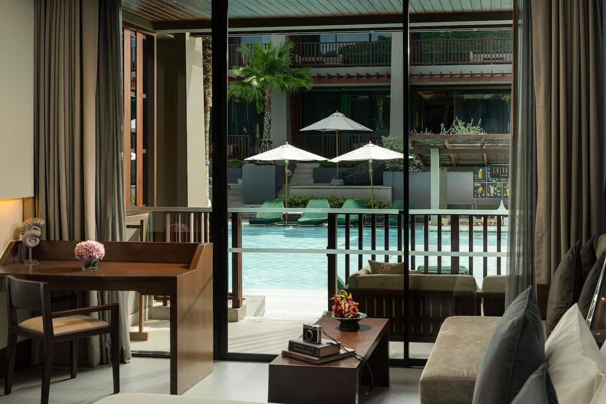 Deluxe Room, Pool Access, 1 King Bed | Premium bedding, down comforters, minibar, in-room safe