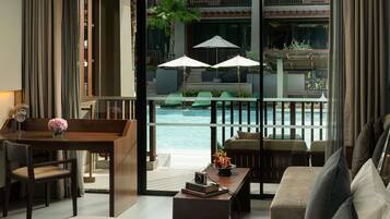 Deluxe Room, Pool Access, 1 King Bed | 1 bedroom, premium bedding, down duvets, minibar