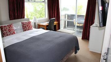Premium bedding, desk, soundproofing, iron/ironing board