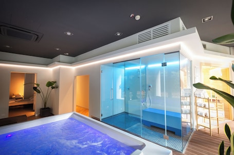 Sauna, hot tub, steam room