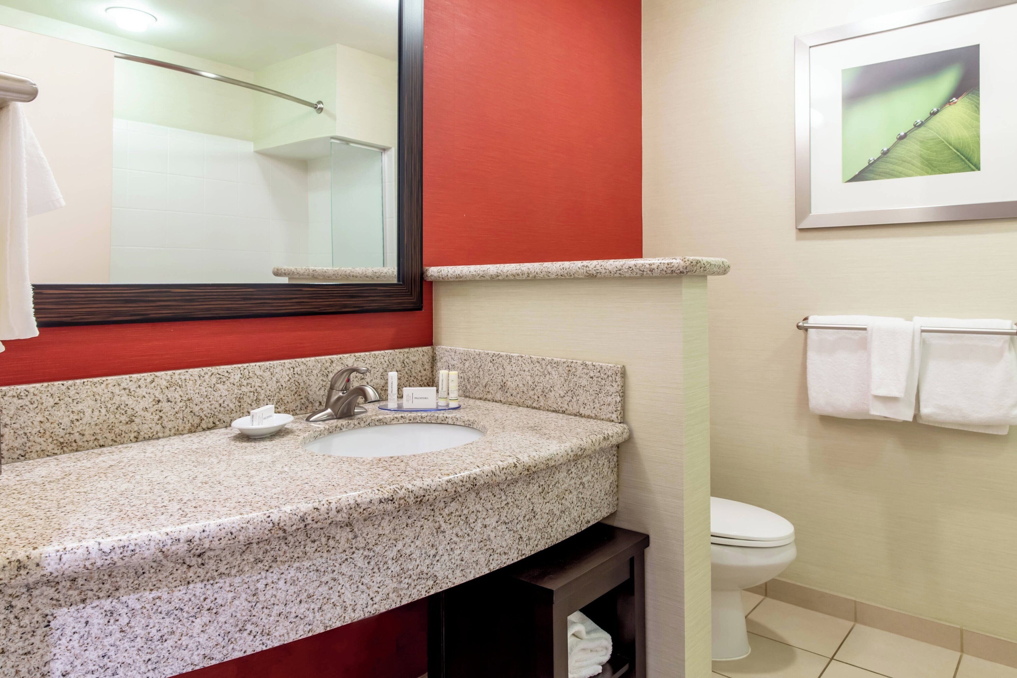 free toiletries, hair dryer, towels