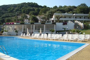 Outdoor pool, pool loungers