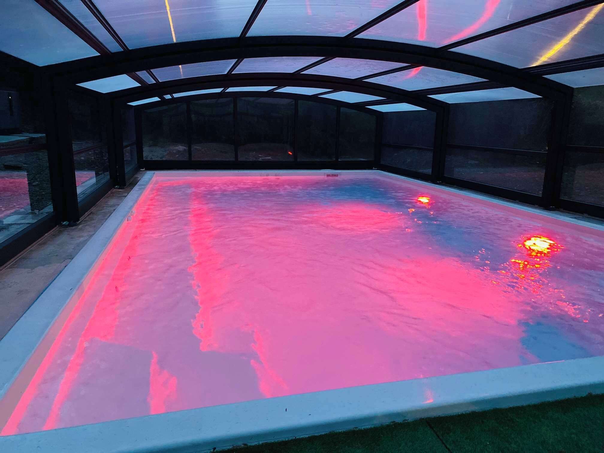 indoor pool, outdoor pool, pool loungers