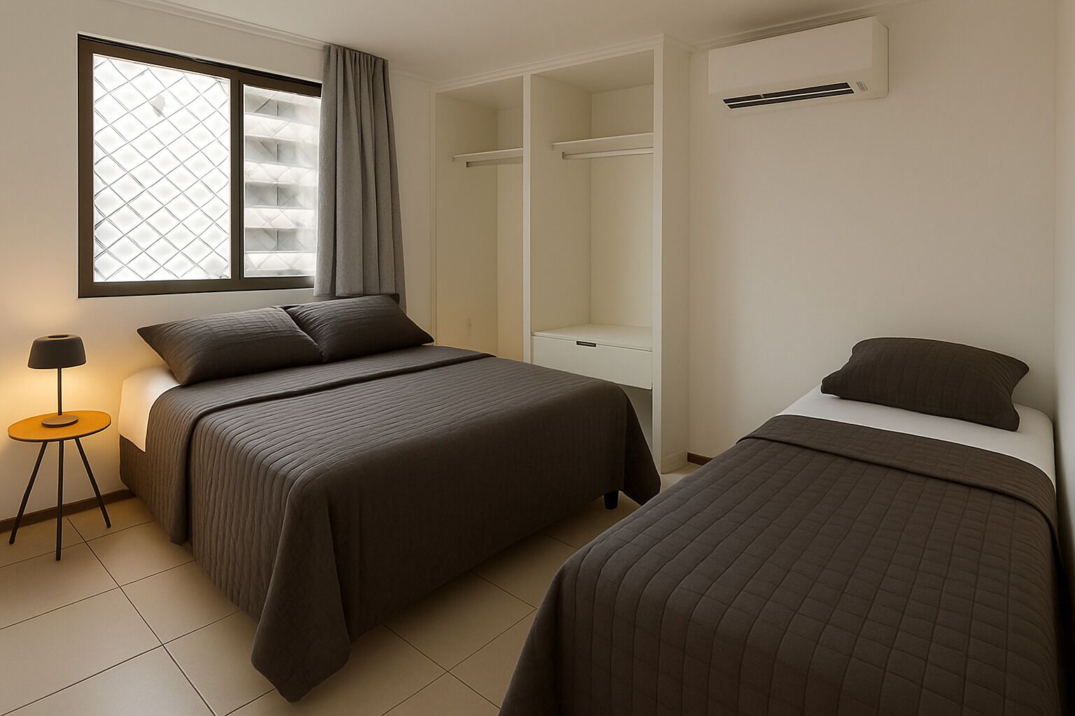 Apartamento Deluxe 2 Quartos Vista Mar | Bộ trải giường bằng vải cotton Ai Cập, bộ đồ giường kháng dị ứng 