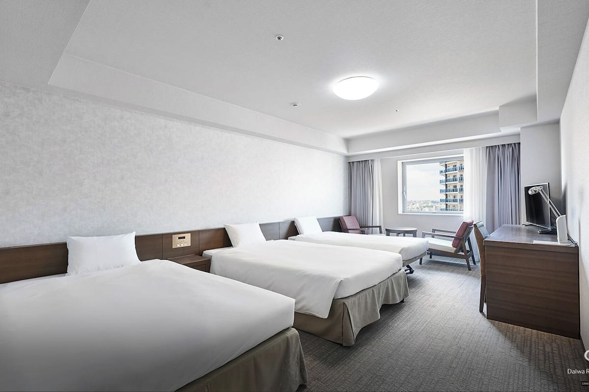 Down comforters, desk, blackout drapes, soundproofing