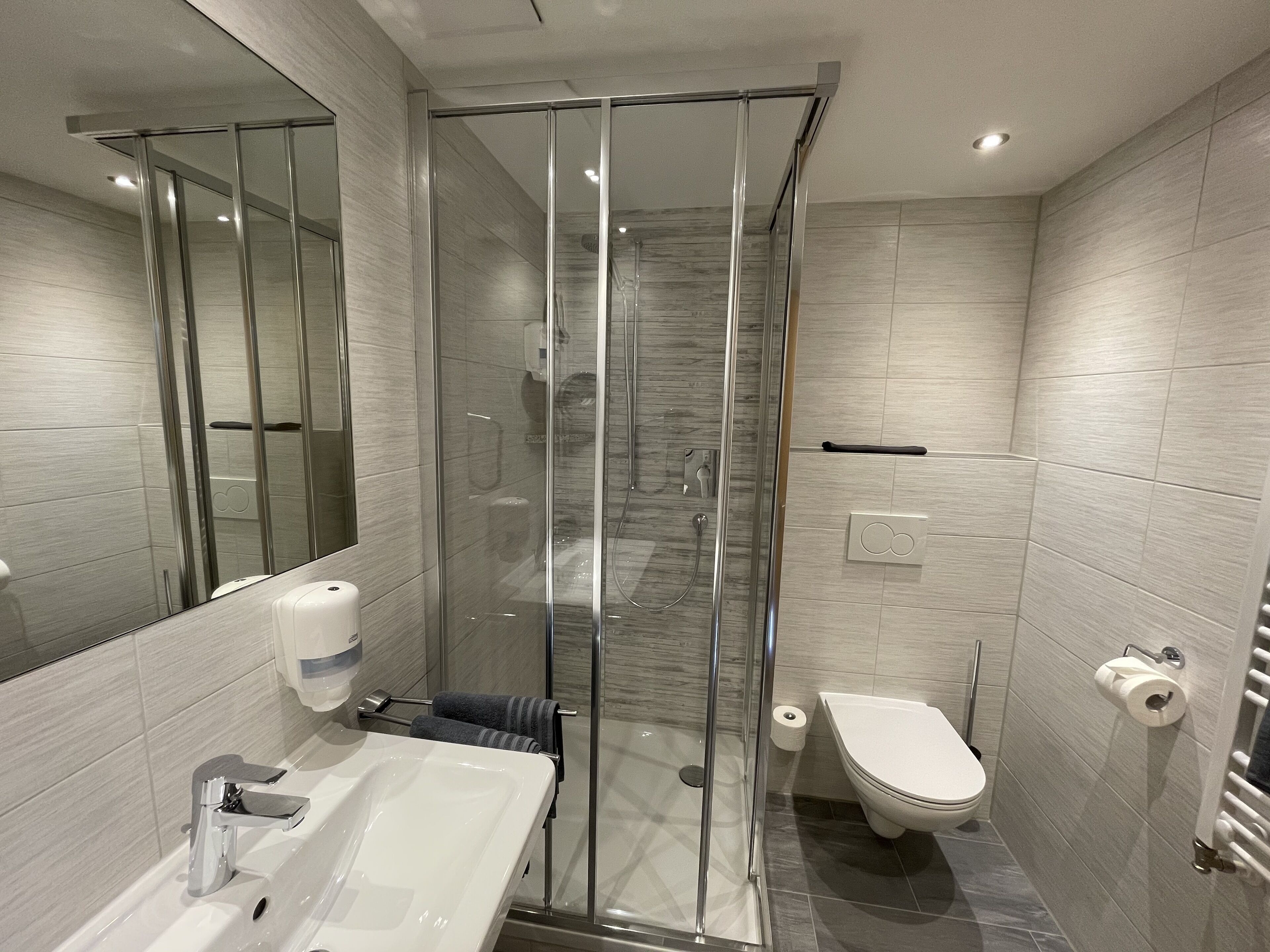 classic double room, 1 queen bed, balcony, mountain view | bathroom | hair dryer, towels