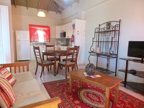 Villa, 2 Bedrooms, Ocean View | Living area | 32-inch Smart TV with cable channels, TV