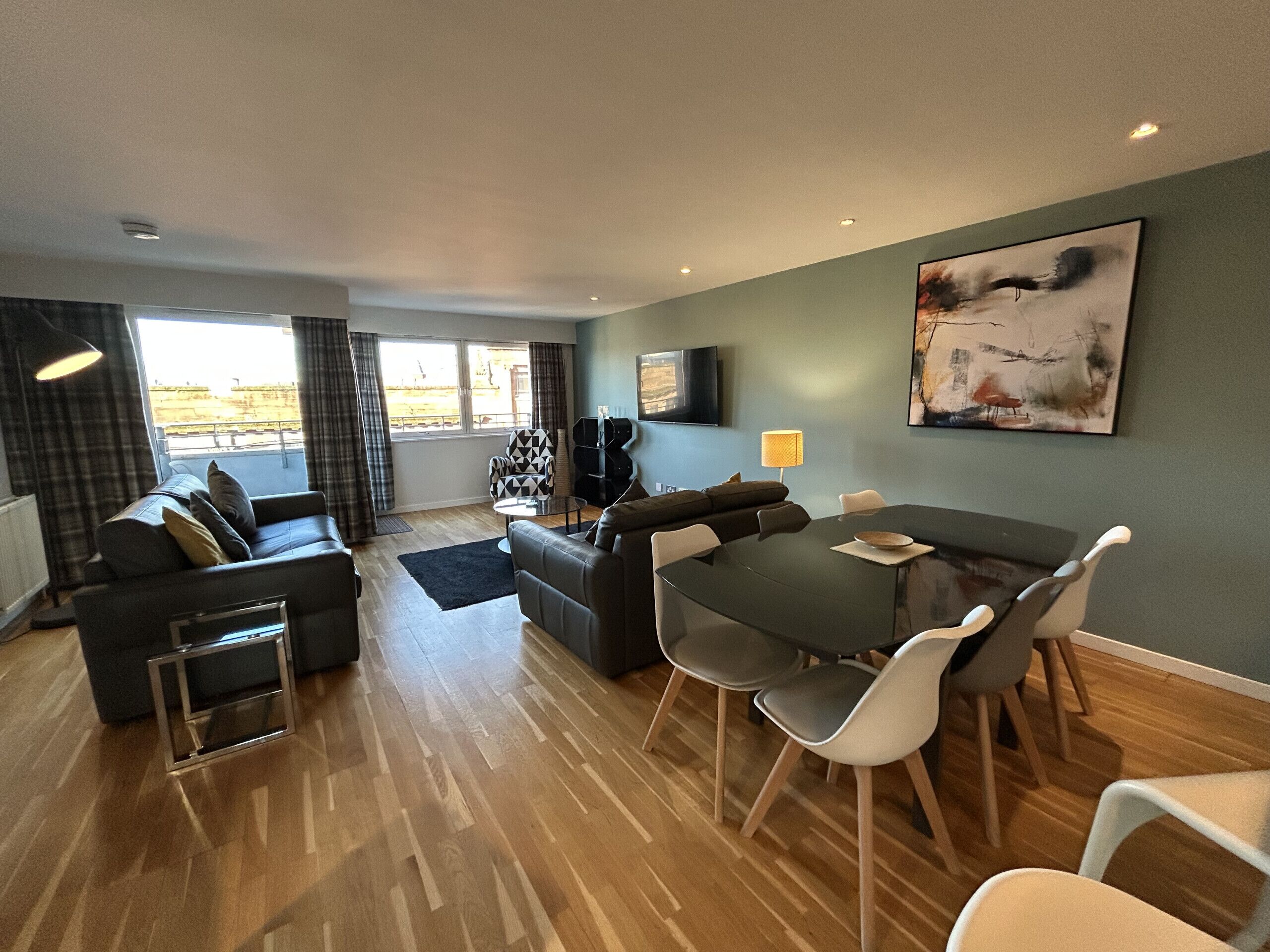 Two bedroom apartment with Sofa bed | Living area | 50-inch Smart TV with digital channels