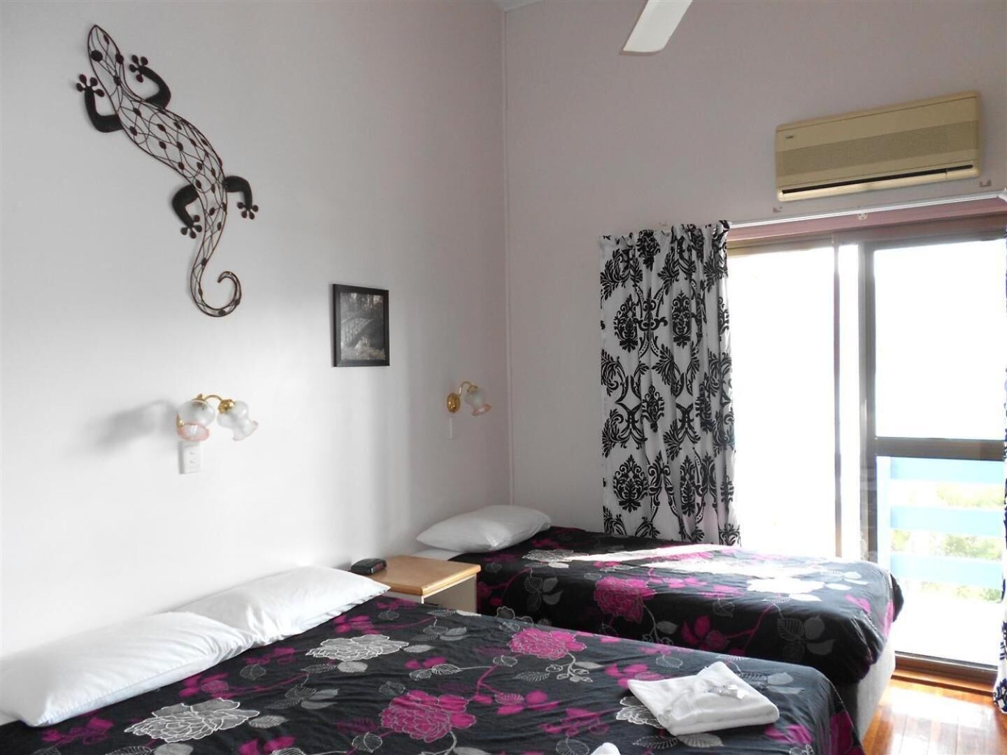 individually decorated, blackout curtains, iron/ironing board