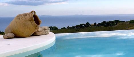 Outdoor pool, pool loungers