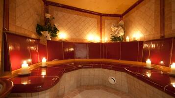 Sauna, steam room, body treatments, aromatherapy, hot stone massages