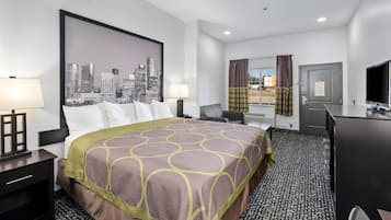 Individually decorated, individually furnished, desk, blackout drapes