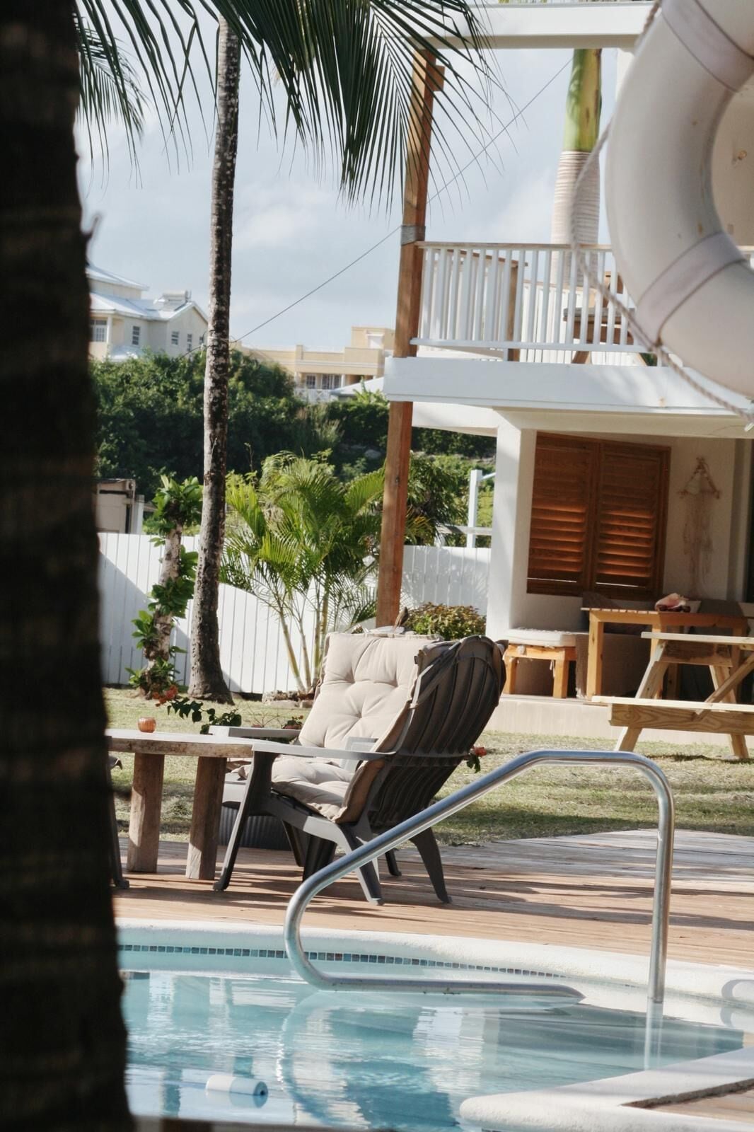 outdoor pool, pool umbrellas, pool loungers