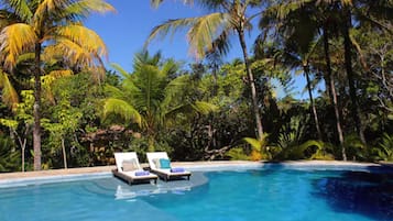 Outdoor pool, pool loungers