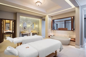 Suite, 1 King Bed with Sofa bed | Bathroom | Separate bathtub and shower, deep-soaking bathtub, rainfall showerhead
