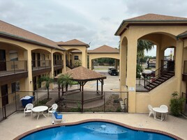 Outdoor pool, sun loungers