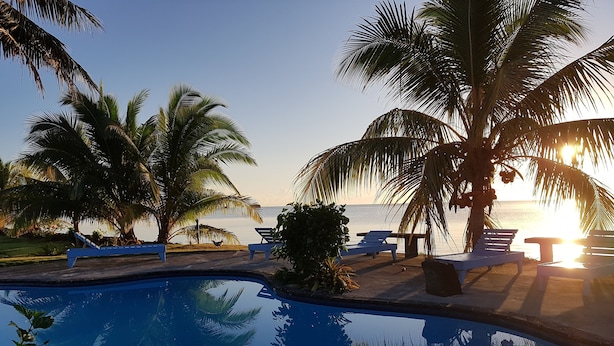 Outdoor pool, sun loungers
