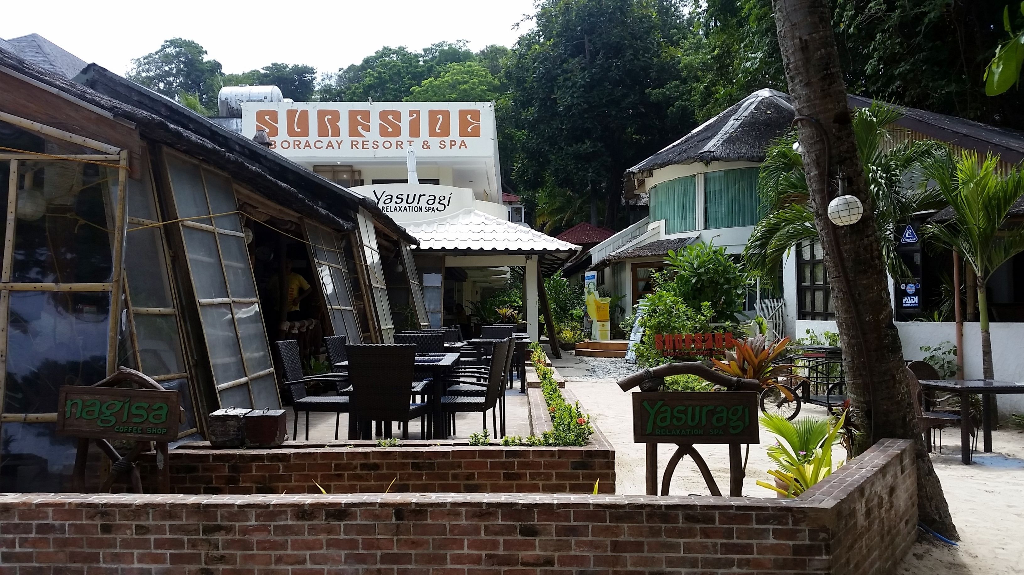 A Boracay Resort & Spa with outdoor seating and a coffee shop.