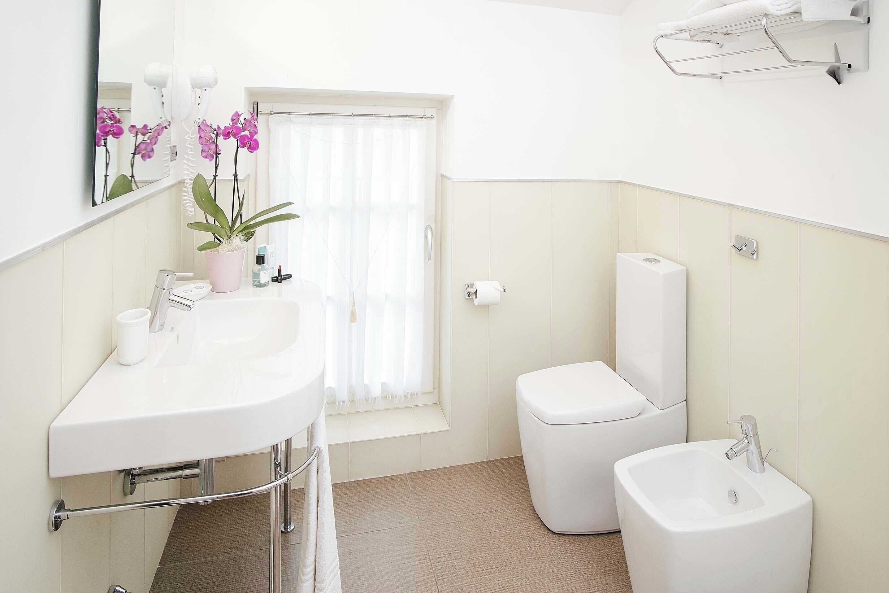 shower, free toiletries, hair dryer, bidet