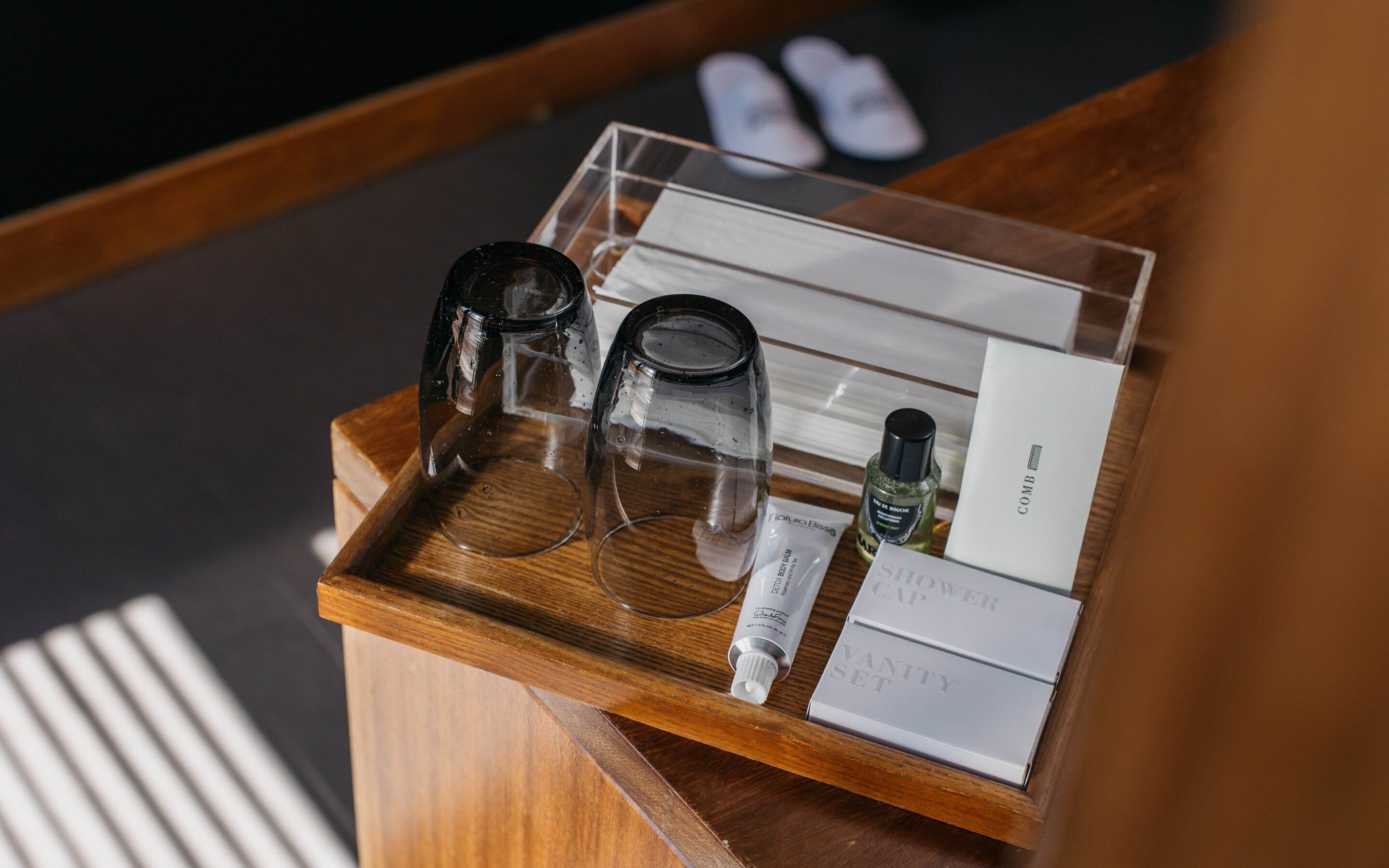 free toiletries, hair dryer, bathrobes, slippers