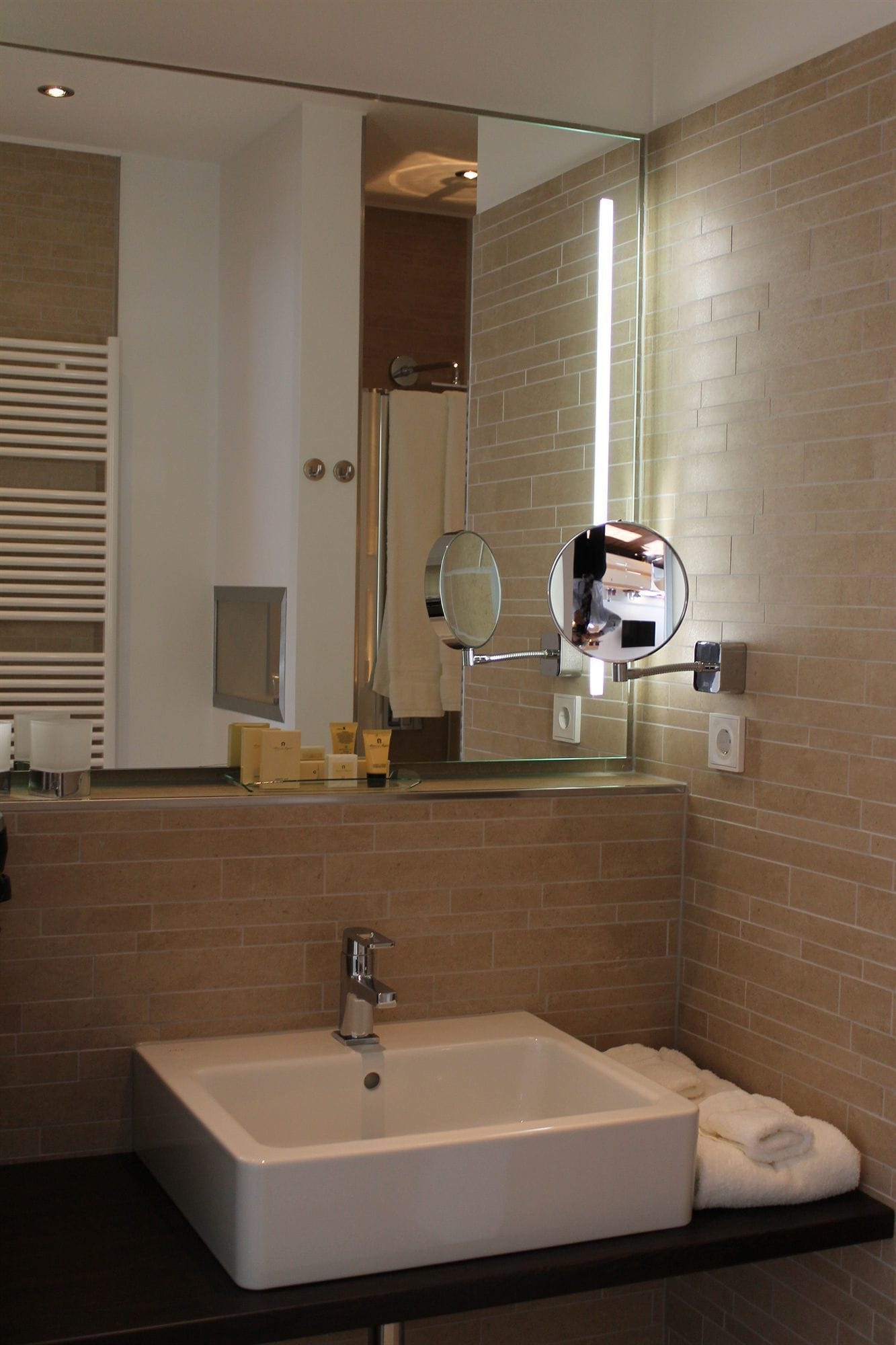 shower, hair dryer, bathrobes, slippers