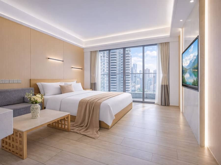 Quarto conforto | Roupas de cama premium, cofres nos quartos, individualmente decorados