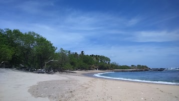 Beach nearby, sun loungers