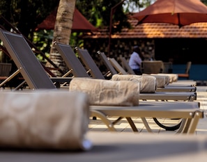 2 outdoor pools, open 7:00 AM to 7:00 PM, free cabanas, sun loungers