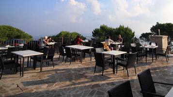 Dinner served, garden views