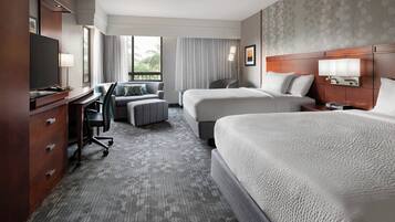 Premium bedding, desk, iron/ironing board, free cribs/infant beds