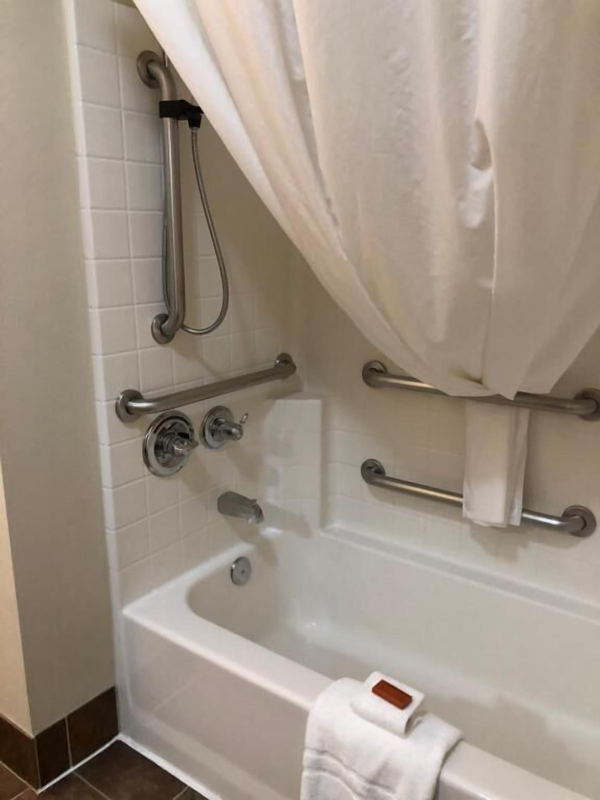 extended stay suite, 1 queen bed | bathroom | hair dryer, towels