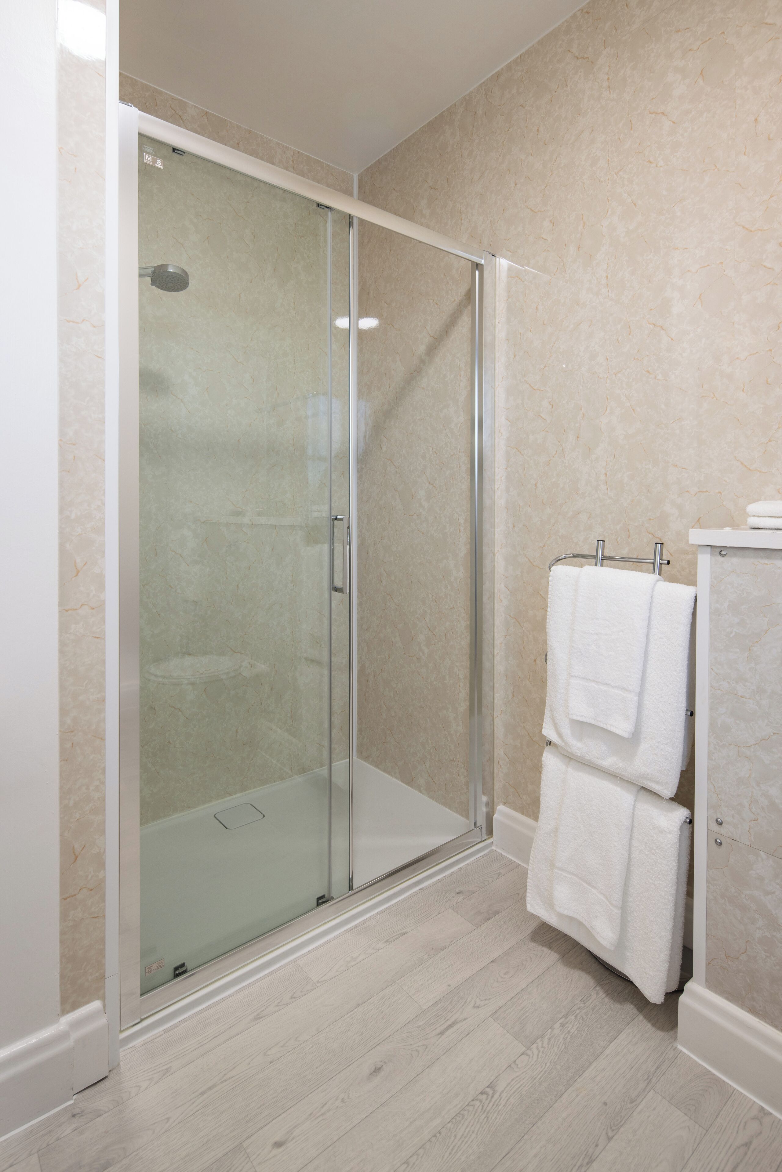 eco-friendly toiletries, hair dryer, towels, soap