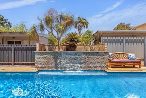 Outdoor pool, sun loungers