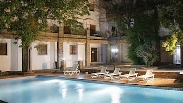 Seasonal outdoor pool, open 11:00 AM to 9:00 PM, sun loungers