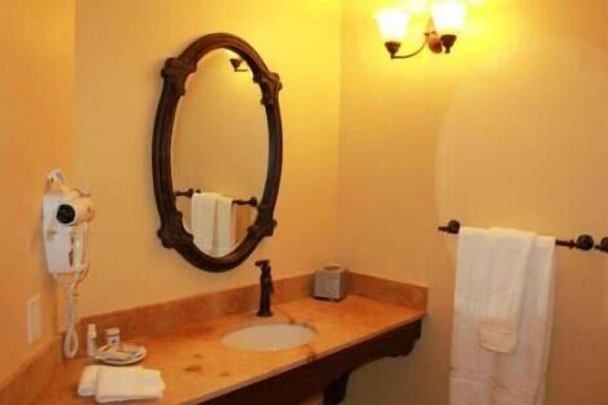 shower, hair dryer, bathrobes, slippers