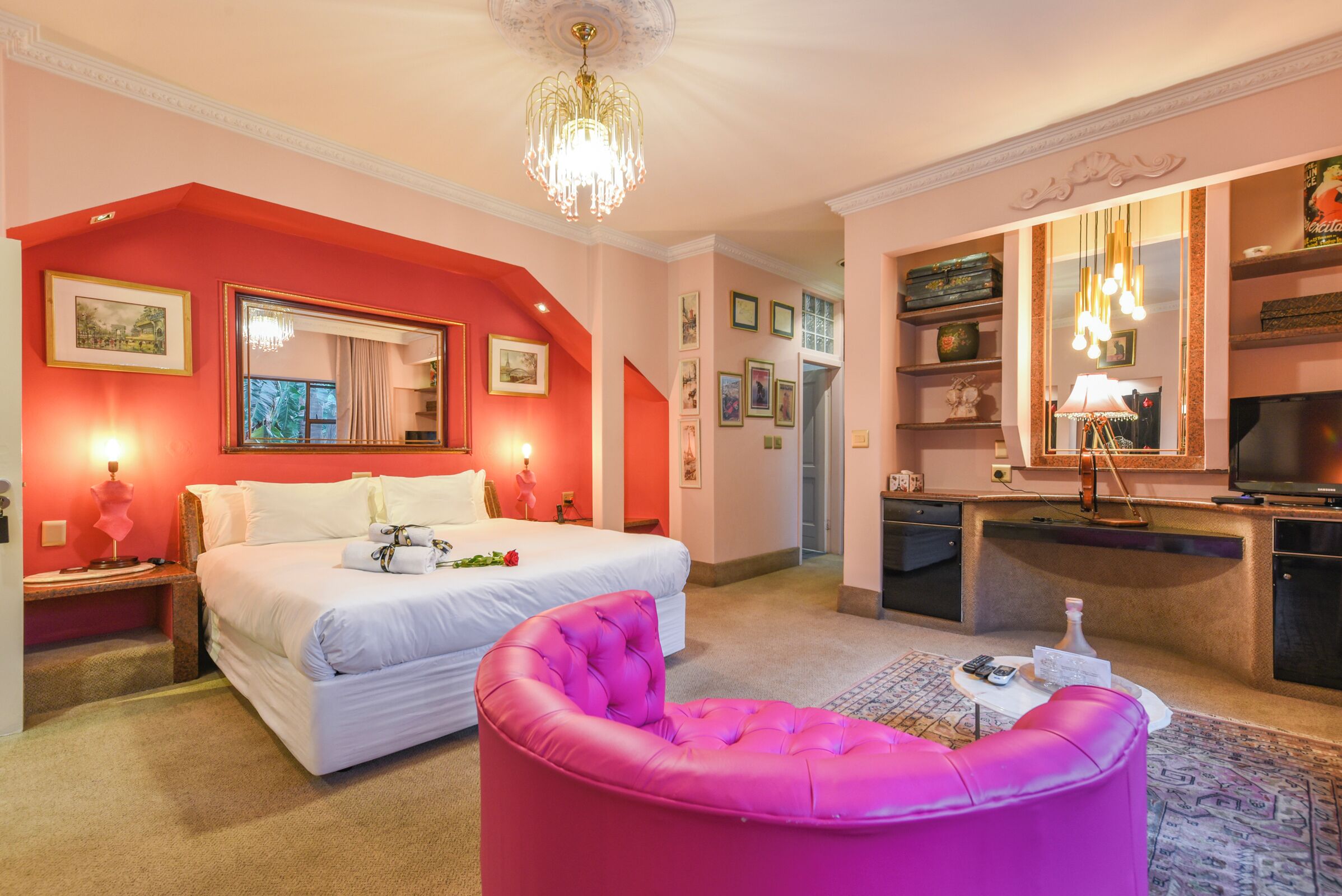 Moulin Rouge Suite | Premium bedding, in-room safe, individually decorated