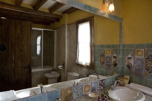 Hair dryer, bidet, towels
