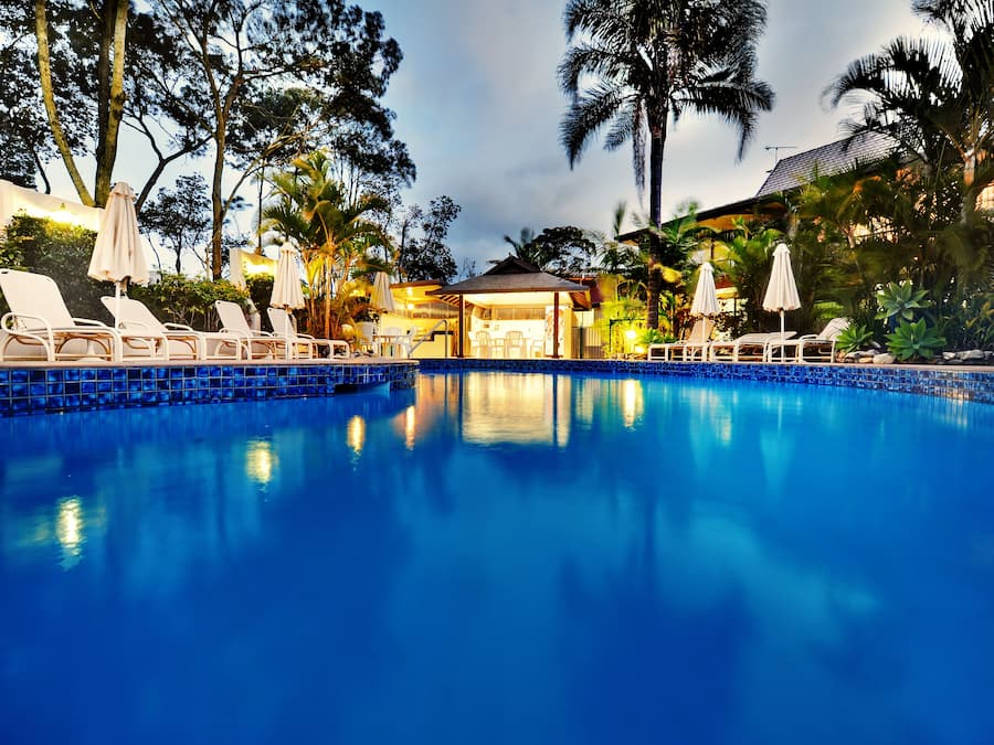 Outdoor pool, sun loungers