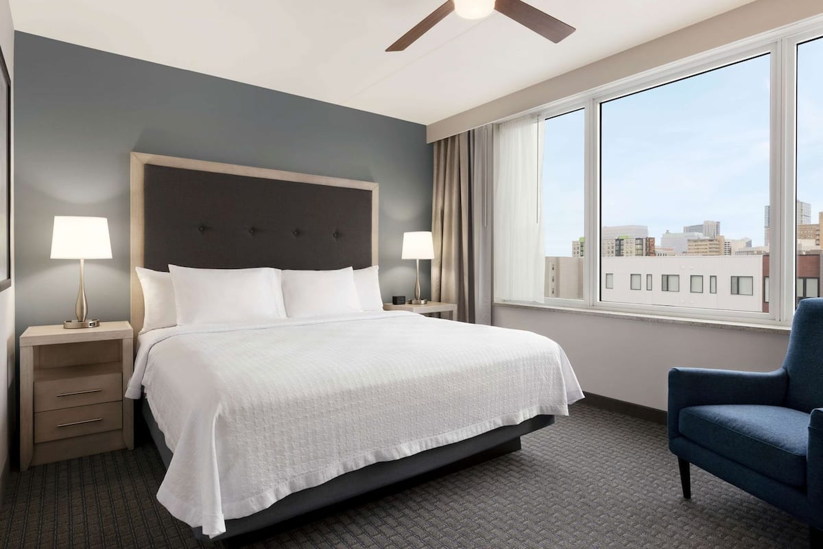 Premium bedding, blackout curtains, iron/ironing board