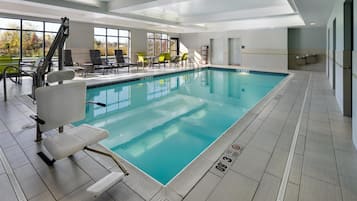 Indoor pool, open 6:00 AM to 10:00 PM, sun loungers