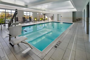 Indoor pool, open 6:00 AM to 10:00 PM, sun loungers