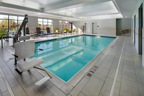 Indoor pool, open 6:00 AM to 10:00 PM, sun loungers