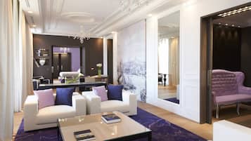 Premium bedding, down comforters, pillowtop beds, minibar