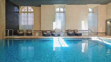 Indoor pool, open 8:00 AM to 8:00 PM, sun loungers