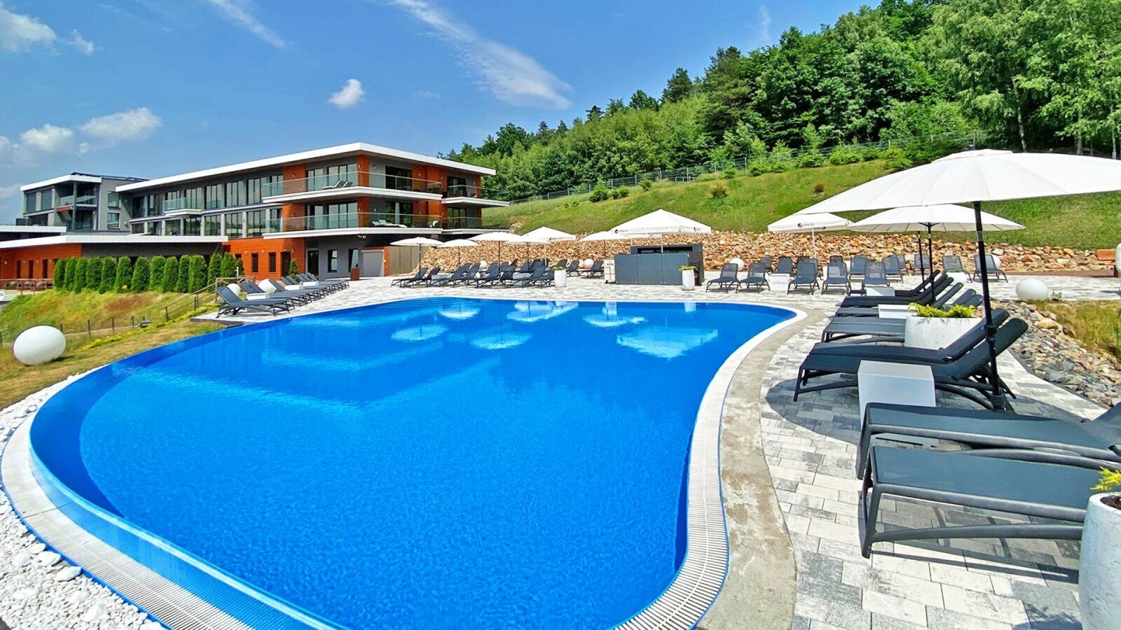 Indoor pool, outdoor pool, pool loungers