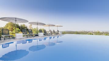 Indoor pool, outdoor pool, sun loungers