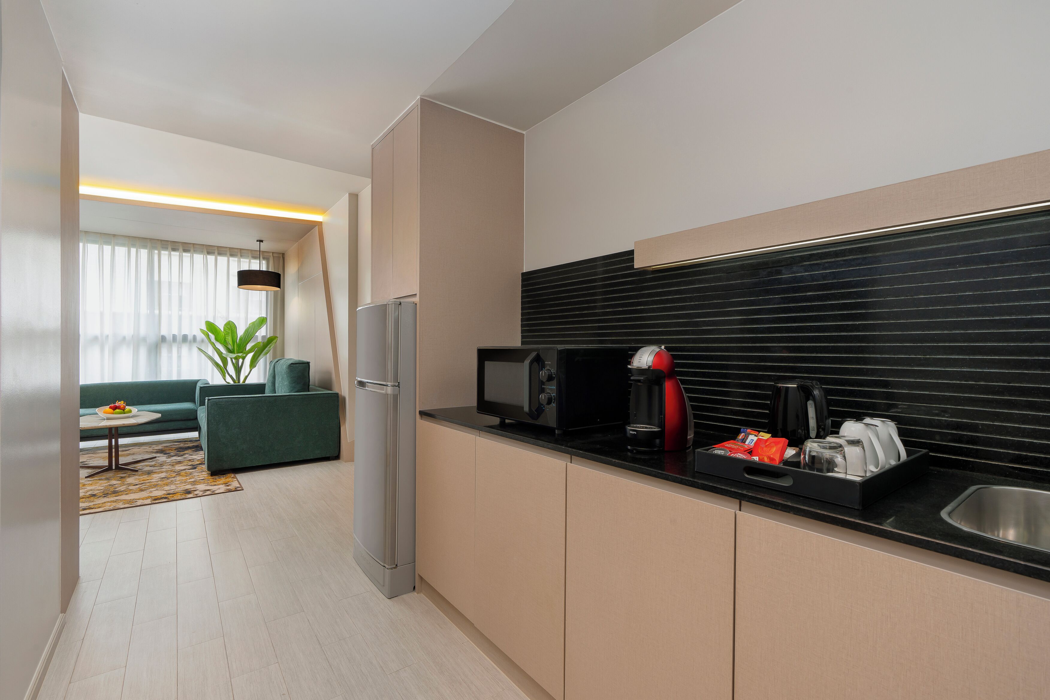 suite, 1 king bed with sofa bed | private kitchen | coffee/tea maker, electric kettle, paper towels