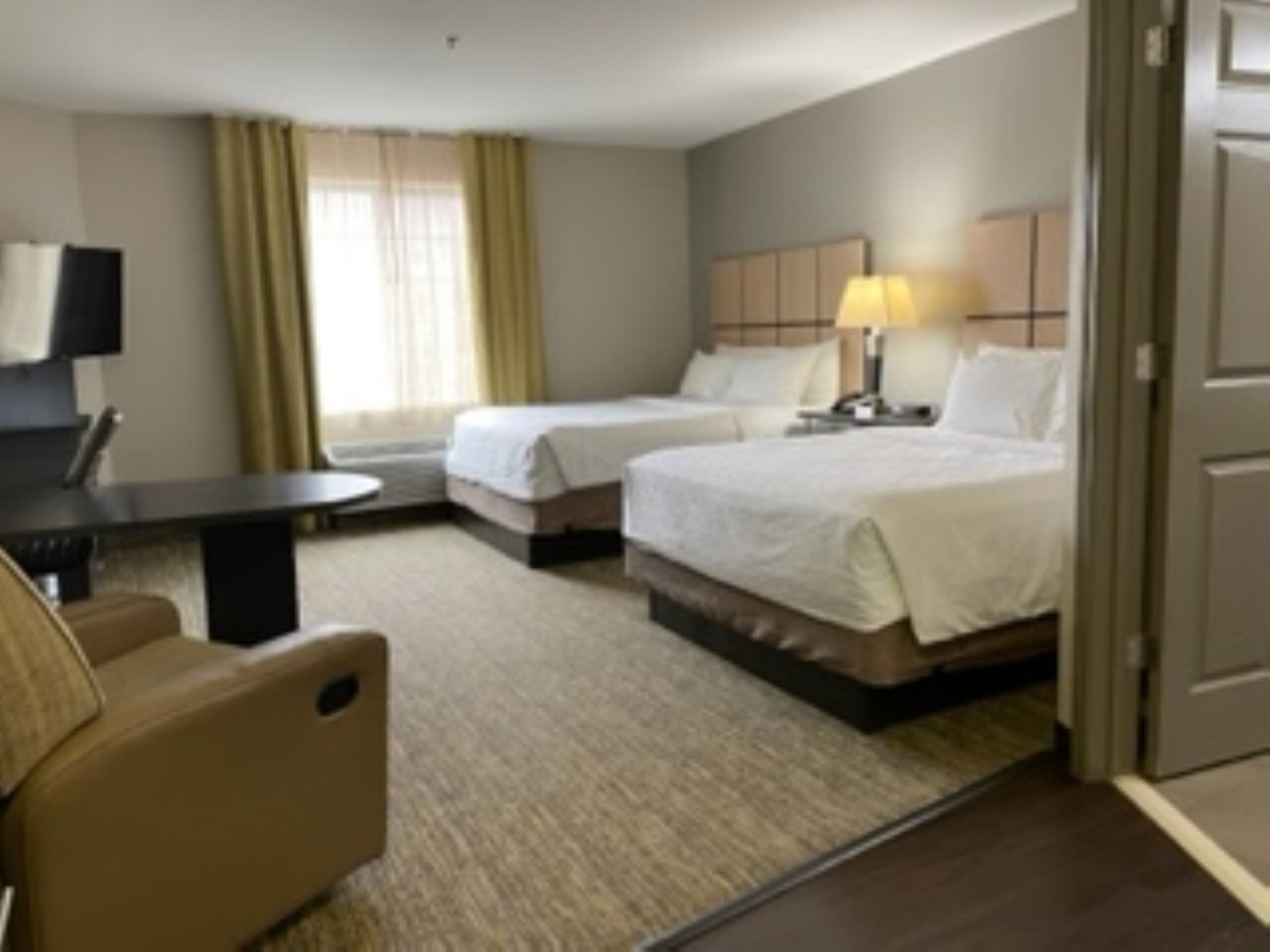 studio suite, 2 queen beds | 1 bedroom, premium bedding, in-room safe, desk