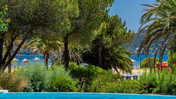 Outdoor pool, pool loungers